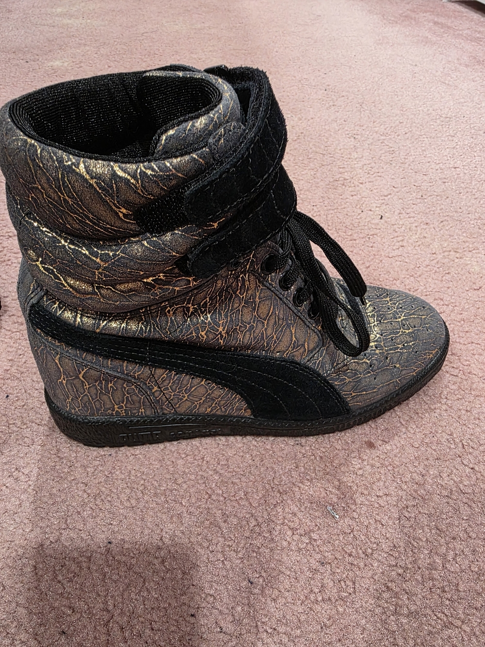 PUMA Sky High-Top Metallic Black & Gold Women's Sneakers - Picture 13 of 16